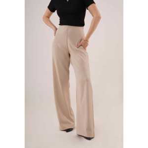 Pantalon décontracté en tissu crème, taille XL, jambe large, fermeture éclair latérale, taille élastique, respirant, pour le bureau - Vente en gros - Product Image 6