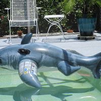Jouets gonflables en plastique pour enfants, figurines d'animaux de mer, grands requin blancs, position flottant sur la piscine, en Pvc, Durable,