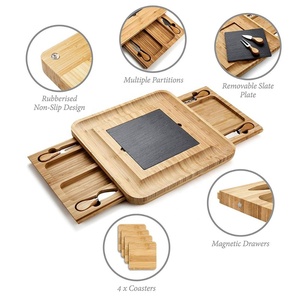 Carré <span class=keywords><strong>Plateau</strong></span> de Fromages Avec Ensembles de Couteaux Et <span class=keywords><strong>Ardoise</strong></span>, <span class=keywords><strong>Fromage</strong></span> <span class=keywords><strong>en</strong></span> bambou Planche À Découper Ensemble - Product Image 3