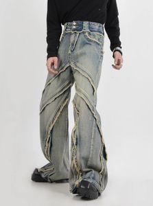 StreetLux Jeans personnalisé High Street à structure fluide et patchwork à ourlet brut pour hommes - Product Image 3