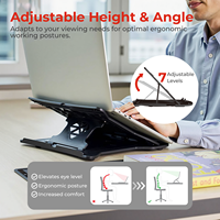 Support d'ordinateur portable pliable économique, réglable, portable, en plastique, avec base pivotante pour ordinateurs portables, tablettes et livres de 11 à 15 pouces