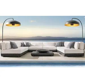Sofa santai, Vila, kualitas tinggi, mewah, Hotel luar ruangan, furnitur, teras, tahan air, semua cuaca, Sofa taman aluminium
