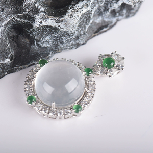 Qingyabailu Feicui - Juego de Plata 925 con Cristal de Alta Calidad y Dije de Jadeíta Natural, Estilo Clásico para Aniversario - Product Image 1