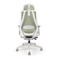 Chaise de bureau ergonomique en maille verte à dossier haut, siège pivotant réglable, base en acier blanc, pour tâches de bureau