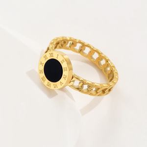 Vente flash Bague en acier inoxydable imperméable simple plaquée or 18 carats Bague en acier inoxydable Bague de fiançailles en zircon pour femmes - Product Image 6