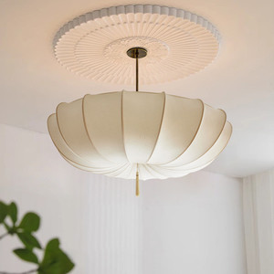 Pháp Kem gió phòng ngủ ánh sáng mặt dây chuyền Bắc Âu đơn giản phòng ăn vải treo đèn Cổ Nhật Bản đèn chùm - Product Image 1