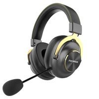Casque de jeu sans fil supra-auriculaire 2,4 GHz avec haut-parleur 50 mm, faible latence, 4-en-1 PS5/PC, micro détachable à réduction de bruit, en cuir, pour le sport