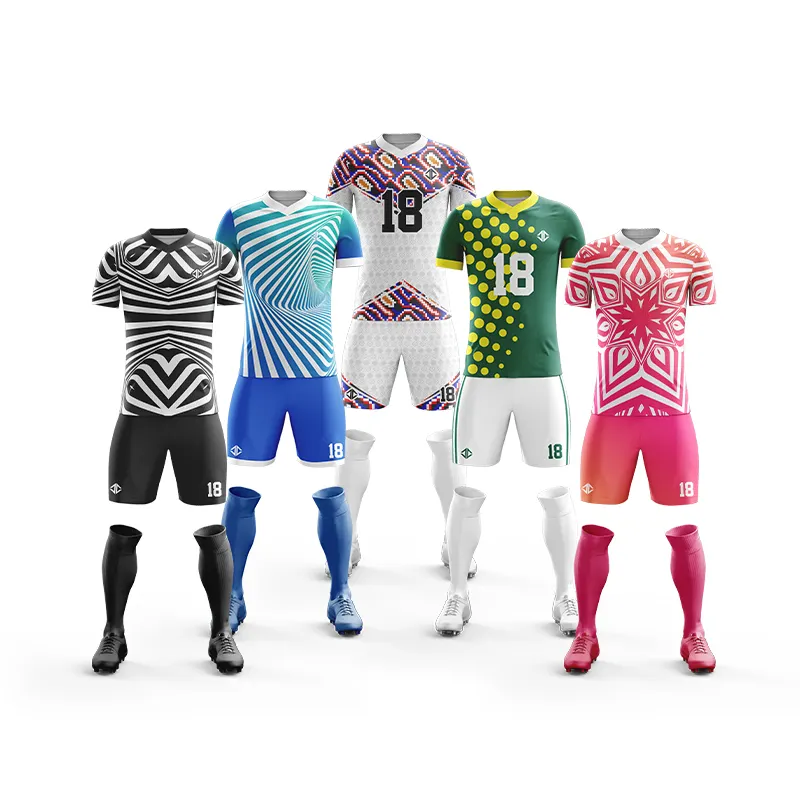 High quality wholesale custom retro sublimation print sport men football soccer jersey shirt set for sale
