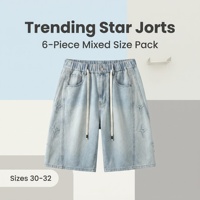 Shorts en toile pour hommes, lot de 6, tailles mixtes 30-32, style urbain, taille élastique, respirants, amples, en coton doux, prêts à expédier, vente en gros