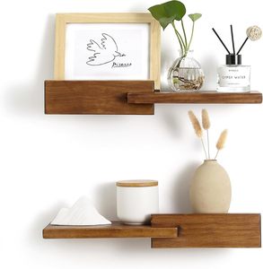 4.5D X 15W pulgadas Sala de estar Cocina Decoración Juego de 2 estantes de pared reversibles modernos - Product Image 1