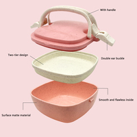 Double couche en plastique portable Bento Tiffin Boîte à lunch Étudiant Enfant Enfants Employé de bureau Conteneur alimentaire Chauffage au micro-ondes