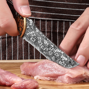 Couteau de boucher artisanal à motif Damas en acier inoxydable 4Cr, lame fixe, couteau à découper la viande avec étui pour le camping en plein air et le barbecue - Product Image 6