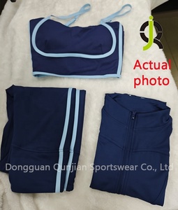 Completo Sportivo da Yoga per <span class=keywords><strong>Donna</strong></span>, Set Tre Pezzi Autunnale con Pantaloni a Vita Alta e Gamba Larga, Slim Fit con Zip - Product Image 6