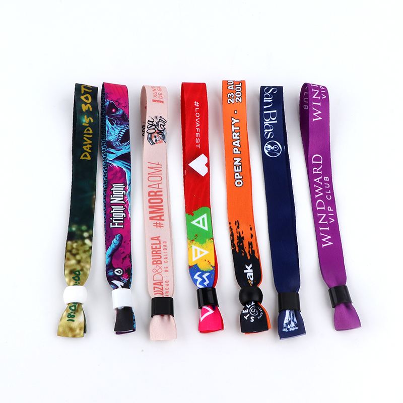 Custom Polyester Festival Woven Wristband Bracelet Fabric