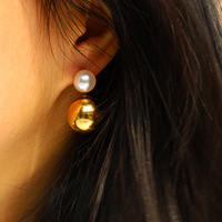 Boucles d'oreilles pendantes tendance YF8333 en forme de cœur, clous d'oreilles en perles, bijoux pour femmes, plaqué or 18 carats, acier inoxydable imperméable