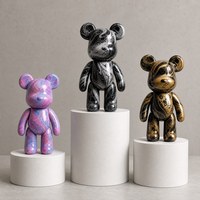 Kit de Statue d'Ours Fluide DIY avec Peinture Acrylique Colorée, Facile à Verser, Décoration Artisanale en Gros