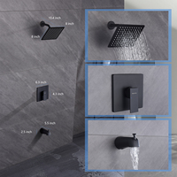 Vanne de douche thermostatique murale noire Installation dissimulée Robinets en laiton chaud et froid Motif de pulvérisation douce Chrome pour appartement
