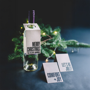 Baby Gender Reveal Wine Hanger Card-Sección de adivinación borrable con diseño emergente de confeti rosa/azul - Product Image 1