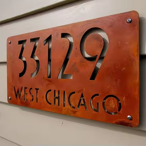 Laser Cut Rusty Steel Plate <b>for</b> Outdoor <b>Garden</b> Ornament House Number <b>Sign</b> <b>for</b> Hotel Apartment or House Rusted Metal <b>Sign</b> - Product Image 1