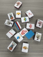 Set Mahjong Palm Springs Mediterranean, Warna Hijau Mint, Karakter Lengkung, Titik Jeruk, Bambu Ular, Golf Cart Resort Joker