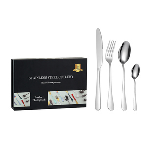 Ensemble de <span class=keywords><strong>couverts</strong></span> en acier inoxydable doré, vente en gros, ensemble de <span class=keywords><strong>couverts</strong></span> en titane doré, 24 pièces, boîte cadeau - Product Image 4