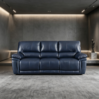 Premium Modernes Elektrisches Relaxsofa aus Echtleder mit Ausziehbarem Metallrahmen, 3-Sitzer für Wohnzimmermöbel