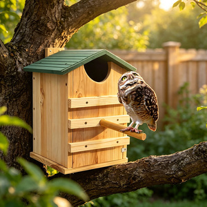 Casa para Pájaros de Madera Personalizada de Estilo Moderno con Estructura de Tres Niveles, Casa Grande para Mascotas de Exterior para Búhos, Pájaros <span class=keywords><strong>Carpinteros</strong></span> y Ardillas, Nido - Product Image 5