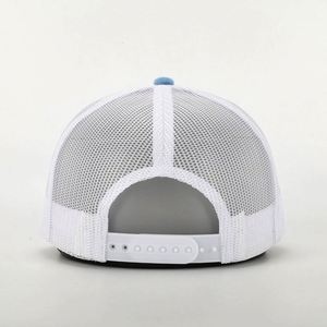 OEM Custom High Quality 5 Panel Men Women Fashion 3D Embroidery Logo Sky Blue Velvet Mesh Snap Back Cap Gorras Trucker <b>Hat</b> - Product Image 5