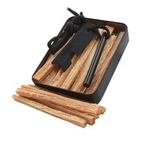 Boîte de survie Bushcraft en bois gras naturel coupé à la main, kit de démarrage de feu pour le camping et les situations d'urgence