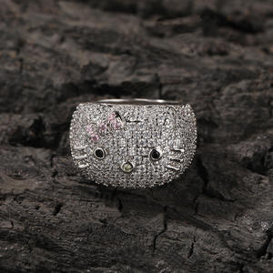 Dropshipping Luxe Iced Out Kattenring voor Dames en Heren, Modieuze <span class=keywords><strong>Ring</strong></span>, Diamant Hip Hop Bling Statement Sieraden - Product Image 2