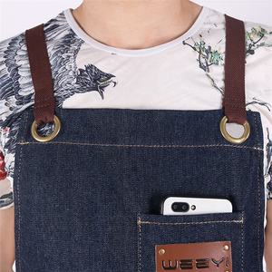 Bavoir <span class=keywords><strong>sans</strong></span> manches en denim bleu à bretelles réglables <span class=keywords><strong>Tablier</strong></span> de cuisine pour hommes et femmes pour barman pour la cuisine et le bar - Product Image 4