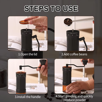 Moulin à café manuel portable classique en verre avec base en verre, 40 niveaux de réglage, idéal pour les voyages