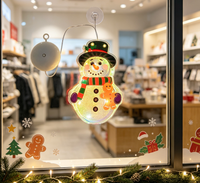 Lumière de Noël en forme de bonhomme de neige à ventouse pour fenêtre, lumière décorative LED suspendue à piles pour fenêtre en verre, décoration de Noël intérieure