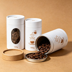 Tube en papier personnalisé de haute qualité avec fenêtre, étiquette privée, cylindre à café, conteneur à couvercle facile à ouvrir - Product Image 3
