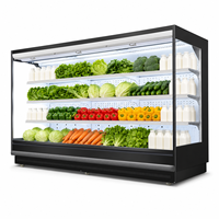 Réfrigérateur multi-étagères à façade ouverte à haute efficacité avec rideau de nuit pour la présentation des aliments frais