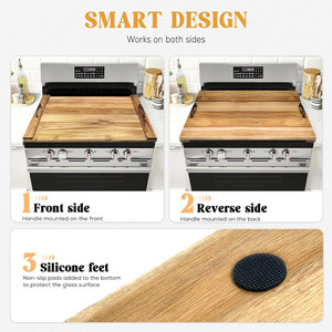 Custom Acacia Wood <strong>Cutting</strong> Board Food Serving Wooden Noodle Board for Electric Gas Stove Top Cover - Product Image 5