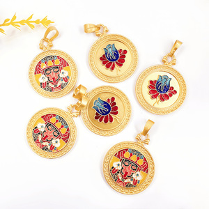 Colgante de Aleación Redondo Esmaltado de Dios de la Riqueza Zhaqilam, Fornituras de Joyería Tibetana para Accesorios de Collar DIY, Venta al por Mayor - Product Image 3