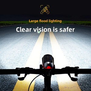 Luz solar para bicicleta de montaña, para conducción nocturna de alta intensidad, campana universal ultrafuerte para bicicleta, faro delantero con bocina - Product Image 2