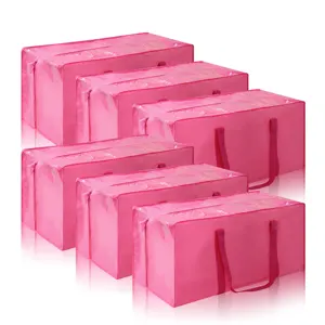 Offre Spéciale rose gelée à la mode laminé robuste pliable grande capacité recyclable pp tissé sac fourre-tout mobile