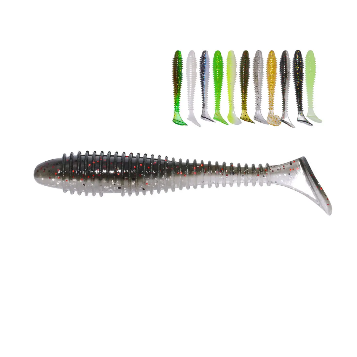 Afishlure-Cebo suave con cola de tornillo T, 55mm/1,45g, SwimBait, cola de paleta, gusano de plástico, señuelo de pesca con cola en T pequeña, cebo biónico suave