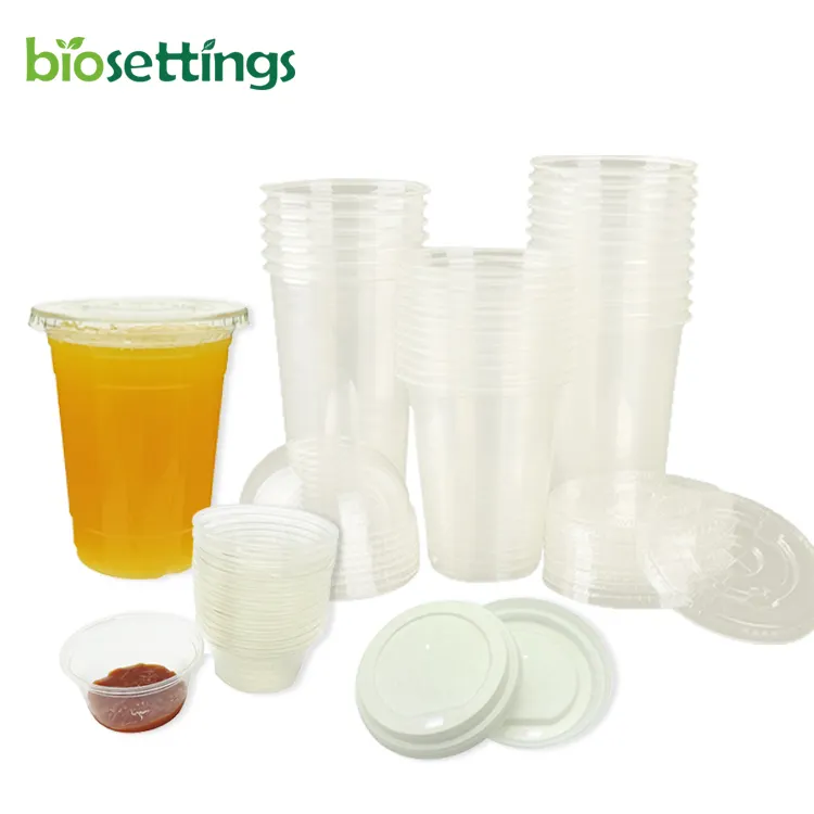 Disposable Plastic Cups Custom Size Disposable Biodegradable Pla Cold Drink Ice Cream Cups Compostable Cups Pla Plastic Milk Tea Coffee Cups