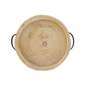 Plateau de service rustique ferme plateau en bois assiette de fruits en bois minimaliste assiette à pâtisserie circulaire - Product Image 6