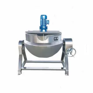 Industrial Double Jacketed Kettle Cooking Boiling Machine 50L Gas Cooking Tilting Kettle With Stirrer Hard Candy Jacket Pot