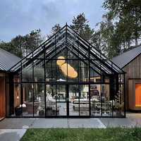 Maison de Porche Moderne Étanche 3 Saisons avec Véranda Préfabriquée en Verre sur Terrasse Attachée à la Maison