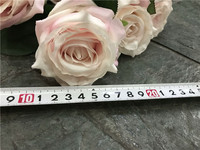 D-3012 Bouquet de roses artificielles rose poudré à 9 têtes pour décorations de mariage