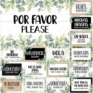 Set di Poster con Frasi in Spagnolo e Punti Adesivi per Aula, Decorazione Murale Educativa Bilingue per Insegnanti e Scuola Domestica - Product Image 1