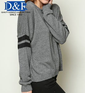 ODM เสื้อสเวตเตอร์สวมหัวคอกลมแขนยาวสำหรับผู้หญิงสไตล์ลำลองระบายอากาศถักด้วยลวดลายเรขาคณิต - Product Image 2