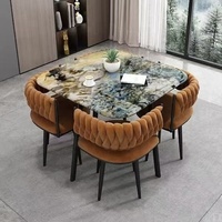 GEDO Nouvelle conception de luxe, ensemble de table à manger carrée en céramique microcristalline, ensemble de 4 chaises, tables et chaises de restaurant