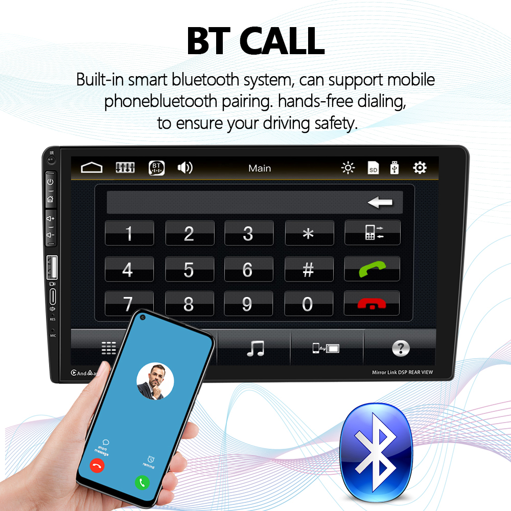 Podofo Schermo Auto 8 Pollici Wireless CarPlay E Android Auto – GPS, Bluetooth, FM, Mirror Link, 7-32V, Installazione Facile