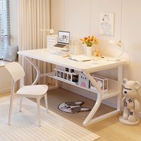 Bureau d'ordinateur moderne en bois avec rangement, design en forme de C, construction durable, taille personnalisable, bureau d'étude minimaliste